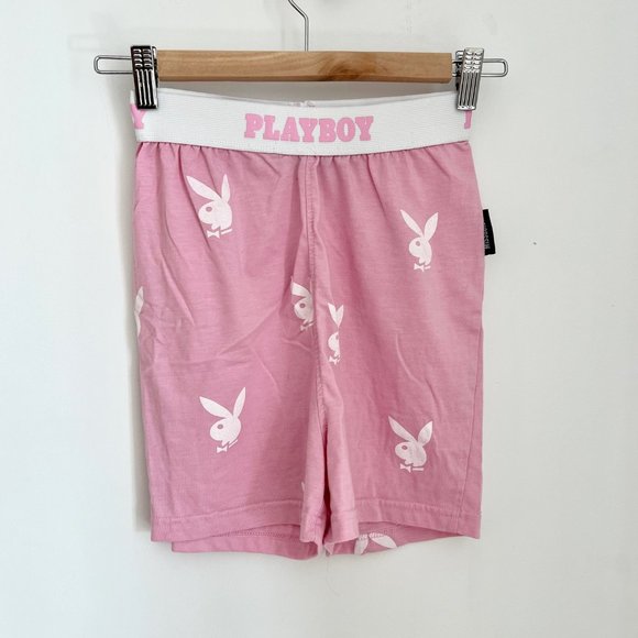 Playboy x Missguided High Waisted Boy Shorts | Size 4 | Pink/White - Picture 5 of 7